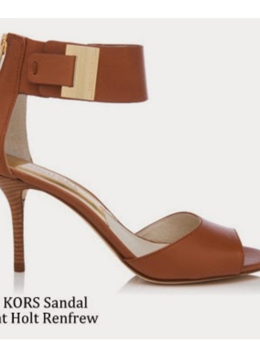 Michael Kors Guiliana Leather Open Toe Pumps Ankle Strap Gold Sandals